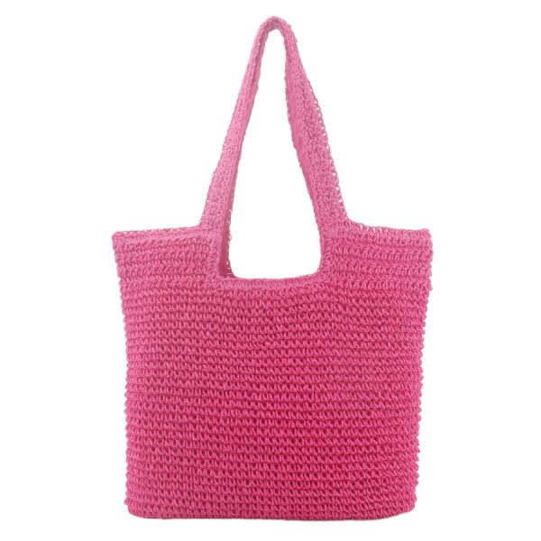 Handwoven Paper Rope Beach Tote Bag w/ Polyester Lining