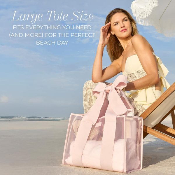 Bow Design PVC Translucent Tote Bag w/ Phone Pouch