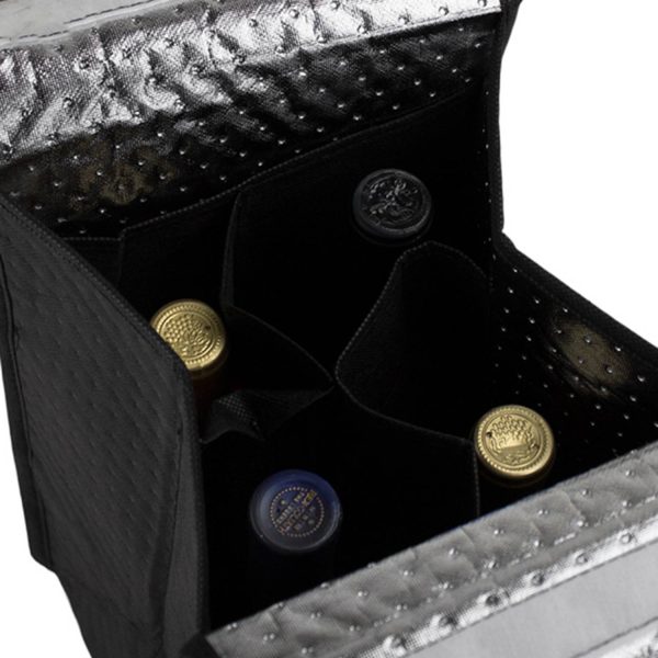 4 Bottle Non-Woven Insulated Wine Bag w/ Handle