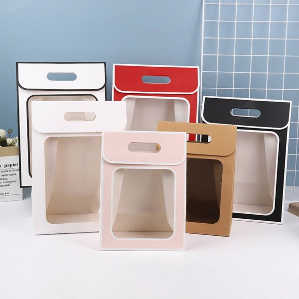 Kraft Paper Cute Gift Bags W/ Clear Window