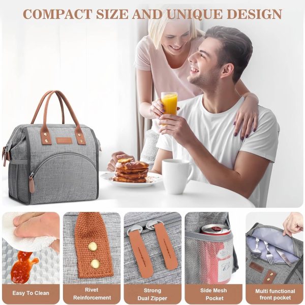 10L Wide Open Nylon Insulated Lunch Cooler Tote Bag w/Handle