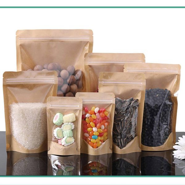 Single Side Clear Kraft Paper Zip Lock Bag