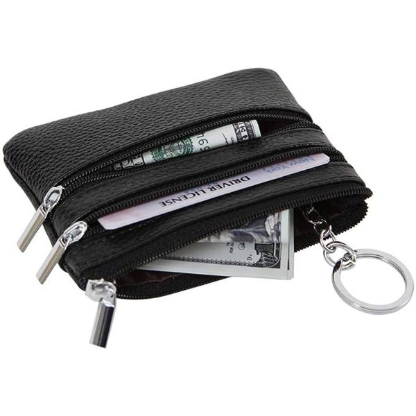 Genuine Leather Coin Purse with Keychain