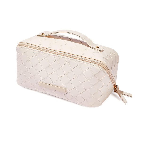 Large Capacity PU Leather Travel Cosmetic Bag w/ Compartment