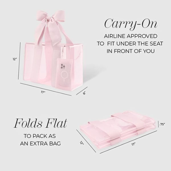 Bow Design PVC Translucent Tote Bag w/ Phone Pouch