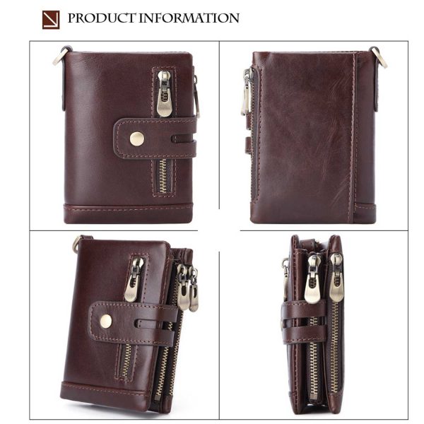 Men's Genuine Leather Slim Zip Wallet