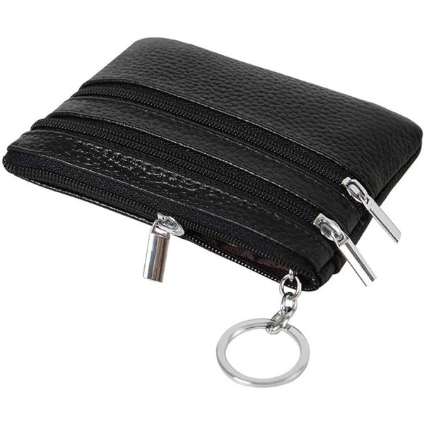 Genuine Leather Coin Purse with Keychain