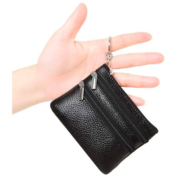 Genuine Leather Coin Purse with Keychain