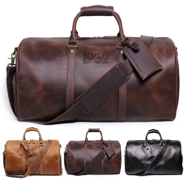 Genuine Leather Sport Gym Duffle Travel Bag