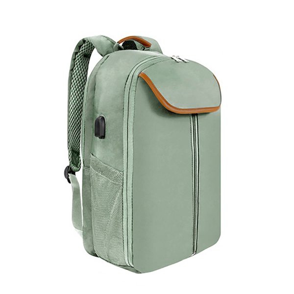 Double Zipper Nylon Backpack w/ USB Port