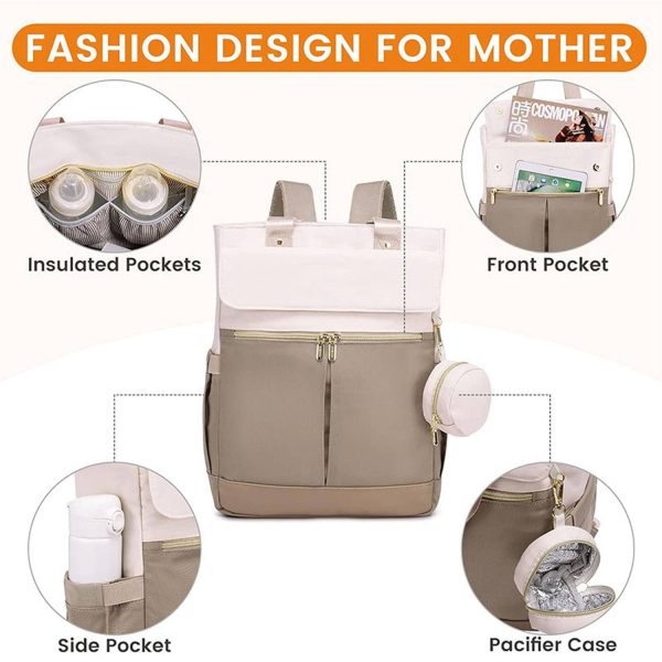 Polyester Diaper Backpack w/ Insulated Pockets Changing Pad