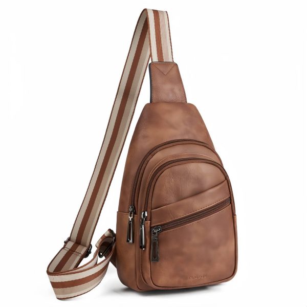 Vintage PU Sling Bag w/ Adjustable Strap