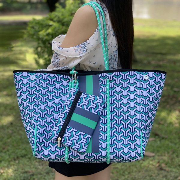 Women's Neoprene Tote Bag w/ Pocket for Beach Travel