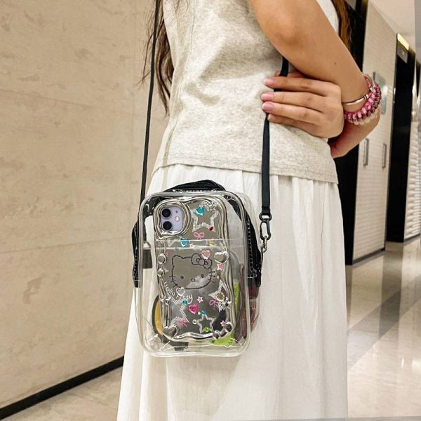 Custom Fashion PVC Transparent Crossbody Phone Bag