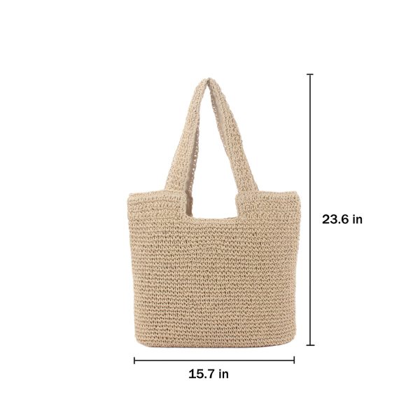 Handwoven Paper Rope Beach Tote Bag w/ Polyester Lining