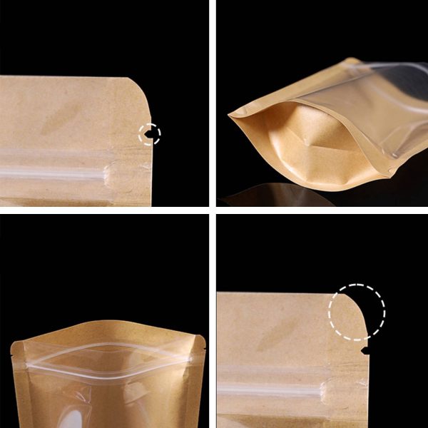 Single Side Clear Kraft Paper Zip Lock Bag