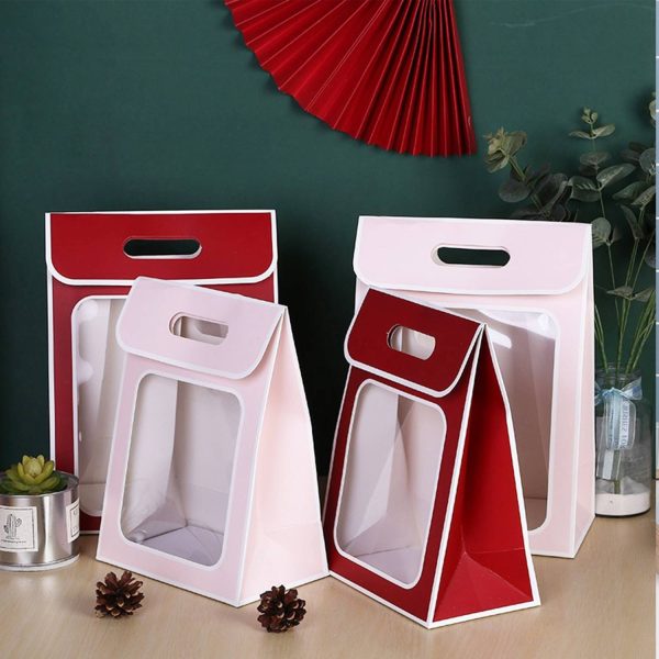 Kraft Paper Cute Gift Bags W/ Clear Window