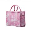 Dyed And Printed Canvas Tote Bag With Zipper Pocket