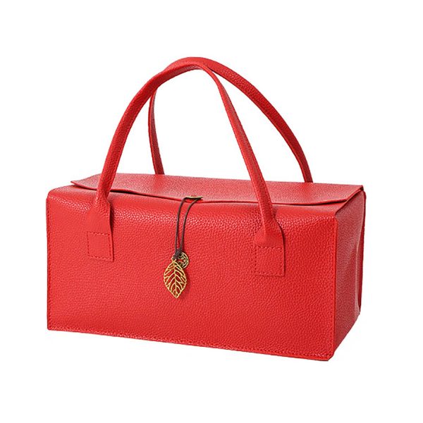 PU Leather Wine Gift Tote Bag w/ Pendant