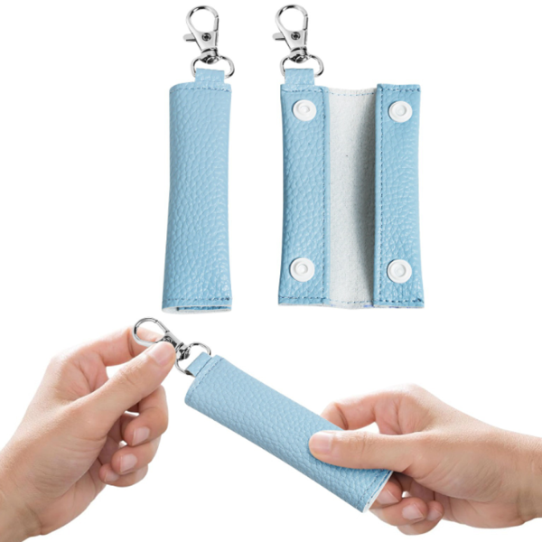 Litchi pattern coin earphone cable storage keychain