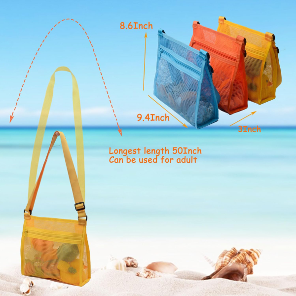 Nylon Mesh Beach Toy Crossbody Bag Storage Carrier
