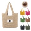 Handwoven Paper Rope Beach Tote Bag w/ Polyester Lining
