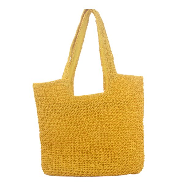 Handwoven Paper Rope Beach Tote Bag w/ Polyester Lining