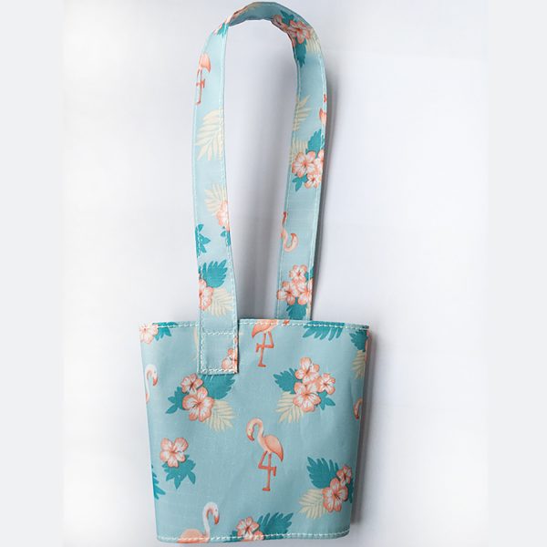 Drink Cup Sleeve Handle Carry Strap with Integrated Straw