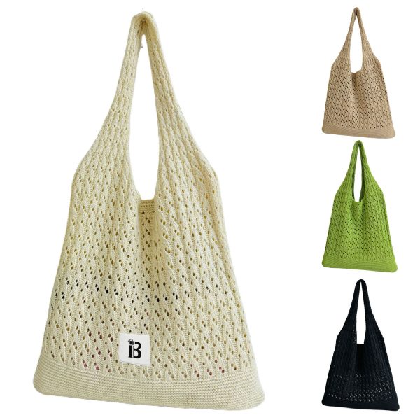 Polyester Mesh Crochet Beach Tote Bag for Summer Travel