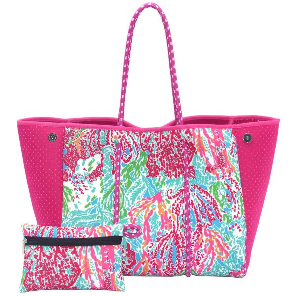 Women's Neoprene Tote Bag w/ Pocket for Beach Travel