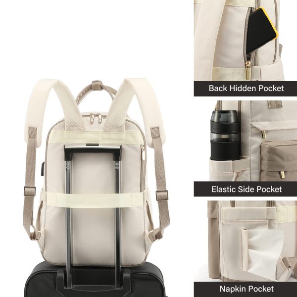 Waterproof Polyester USB Laptop Backpack w/ Luggage Strap