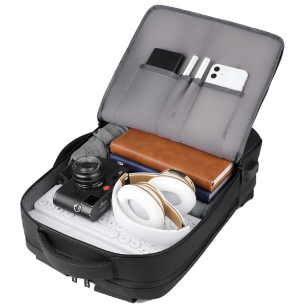Waterproof Polyester Travel Backpack w/ USB Charging Port