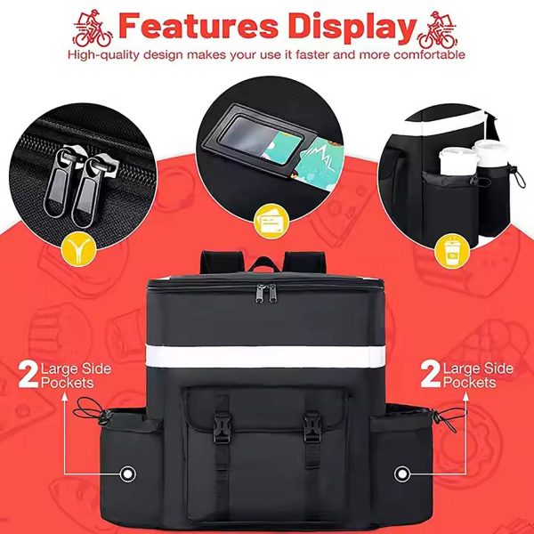 36L Waterproof Oxford Insulated Food Delivery Backpack