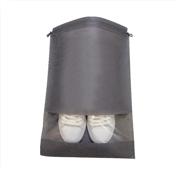 Dustproof Non Woven Drawstring Shoe Bags w/ Clear Window