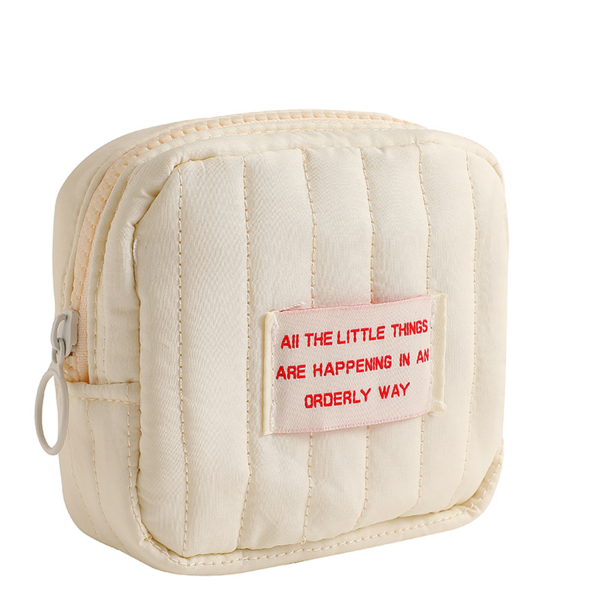 Mini Cloth Quilted Puffy Square Cosmetic Pouch