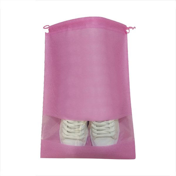 Dustproof Non Woven Drawstring Shoe Bags w/ Clear Window