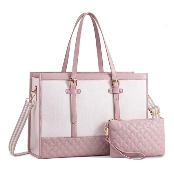 Waterproof PU Leather Laptop Tote Bag w/ Wallet