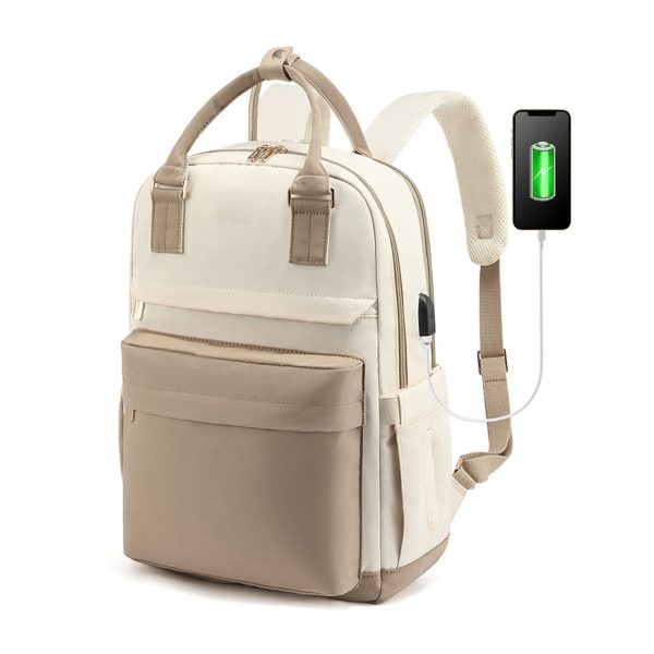Waterproof Polyester USB Laptop Backpack w/ Luggage Strap