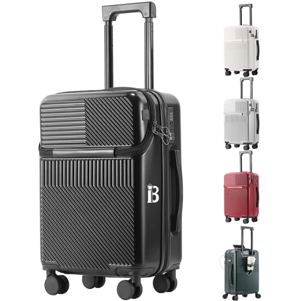 ABS USB Port Travel Suitcase w/ Cup Holder