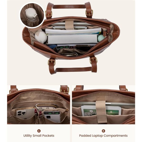 15" Waterproof PU Leather Laptop Tote bag