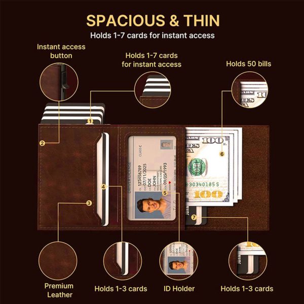 Magnetic Microfiber Leather RFID Trifold Wallet