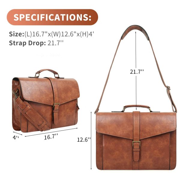 15.6 Inch Large Capacity PU Leather Laptop Bag Briefcase