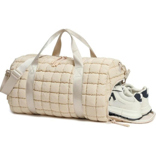 Large Capacity Quilted Puffer Gym Bag Polyester Tote