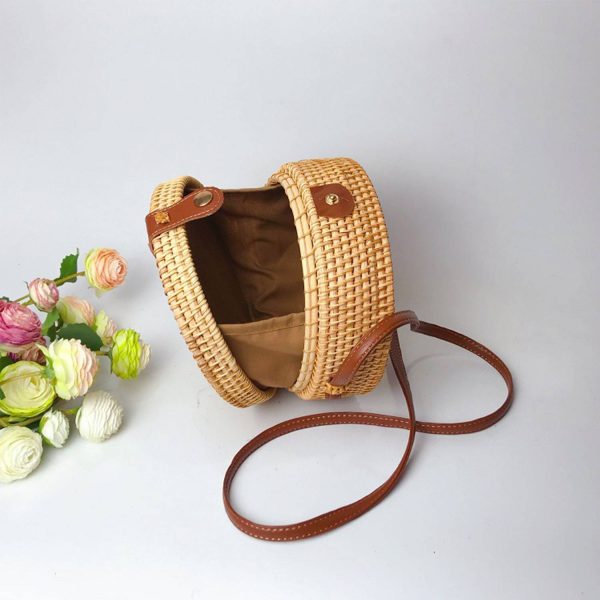 Handmade Round Rattan Crossbody Bag