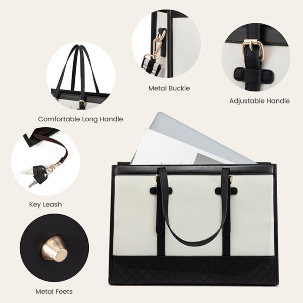 Waterproof PU Leather Laptop Tote Bag w/ Wallet