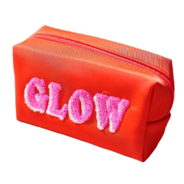 Waterproof Nylon Embroidered Letter Makeup Bag