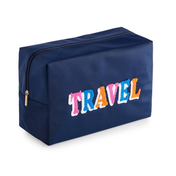 Waterproof Nylon Embroidered Letter Makeup Bag