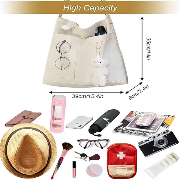 Canvas Zipper Pocket Crossbody Shoulder Bag