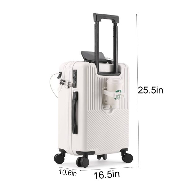 ABS USB Port Travel Suitcase w/ Cup Holder