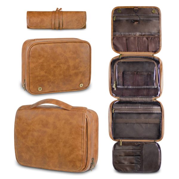 3 in 1 Waterproof PU Leather Travel Toiletry Bag
